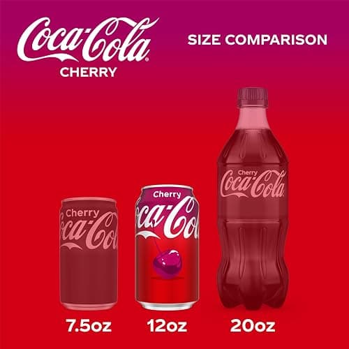 Coca-Cola Cherry Soda Soft Drink Cans, 12 fl oz, 12 Pack | Carbonated drink with cherry cola flavor thumbnail 5