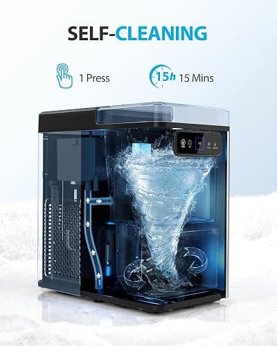 Aeitto Nugget Ice Maker Countertop, Pellet Ice Machine Soft Chewable Ice 40lbs/Day, One-Click Operation, Auto Self-Cleaning Crushed Ice Makers Stainless with Scoop for Home/Kitchen/Office (Silver) thumbnail 4