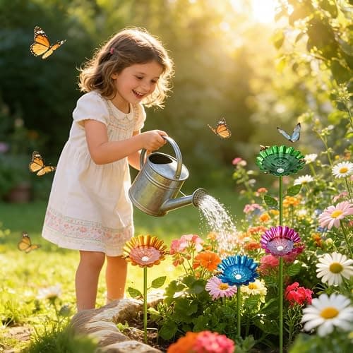Mellbree Bee Watering Station, 4-Pack Metal Flower Bee Bath for Garden – Attract Butterflies & Pollinators – Colorful Outdoor Garden Stakes for Yard, Patio, Butterfly Garden – Gardening Essentials thumbnail 2