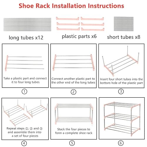 Jucaifu Stackable Small Shoe Rack, Entryway, Hallway and Closet Space Saving Storage and Organization (3-Tier, Pink) thumbnail 6