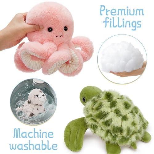MaoGoLan 6Pcs Sea Animal Plush Toys Ocean Stuffed Animals for Kids, Large Bulk Party Favors with 10'' Plush Whale Shark Turtle Seal Orca Octopus, Classroom Decorations Christmas Valentine's Day Gifts thumbnail 3