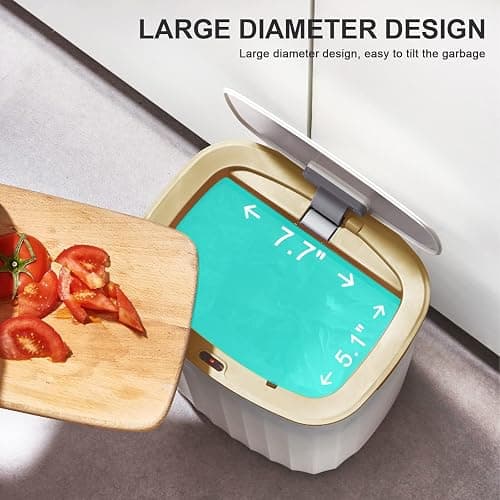 ELPHECO 3.5 Gallon Waterproof Motion Sensor Bedroom Trash Can with Lid Bathroom Decor, Bathroom Accessories Automatic Garbage Bin for Living Room Office, Golden thumbnail 7