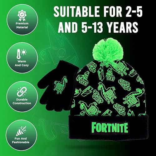 Fortnite Boys Winter Beanie Hat and Snow Gloves for Boys 2 Piece Set thumbnail 3