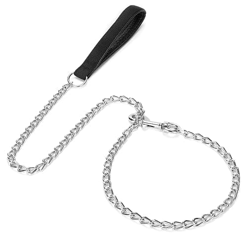 Metal Chain Heavy Duty Dog Leash, Chew Proof Dog Leash with Soft Handle for Large & Medium Size Pets Walking(6 ft. x 3.0 mm Black) thumbnail 2