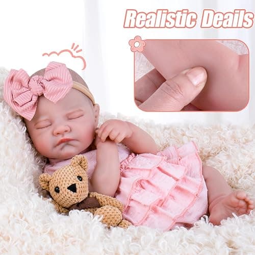 Aori Reborn Baby Dolls Girl 20'' Realistic Sleeping Newborn - Lifelike Poseable Vinyl Baby Doll with Feeding & Outfit Set - Weighted Body for Cuddling, Gift for Collectors & Kids 3+ thumbnail 3