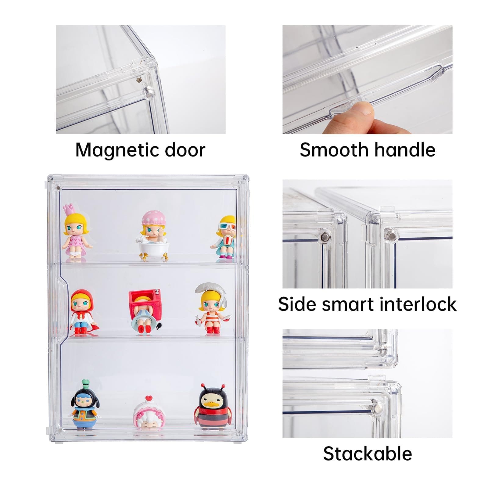3 Tiers Clear Display Case for Figures, Acrylic Storage Organizers Box with Magnetic Door, Wall-Mounted Dustproof Showcase for Collectibles Action Figure thumbnail 5