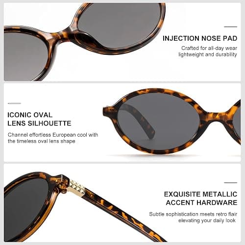 ViewJoy Retro Oval Sunglasses for Women Vintage 90s Y2K Trendy Designer Sun Glasses thumbnail 4
