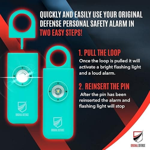 Original Defense® Siren Self-Defense Alarm - 130 dB Keychain Alarm with LED Strobe Light for Women, Children, and Elderly - Police Recommended - (Mint, 1 Count) thumbnail 3