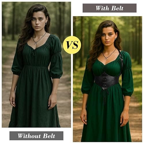 Aprceo Corset Belt for Women, Elastic Waist Lace-up Faux Leather Gothic Costume Waspie Corset Belt for Renaissance Cosplay thumbnail 5