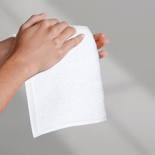 Amazon Basics washcloth for bathroom, 100% Cotton Extra Absorbent , Fast Drying - salon towels - 24-Pack, Petal Pink, Lavender, White, 12 x 12 in thumbnail 7