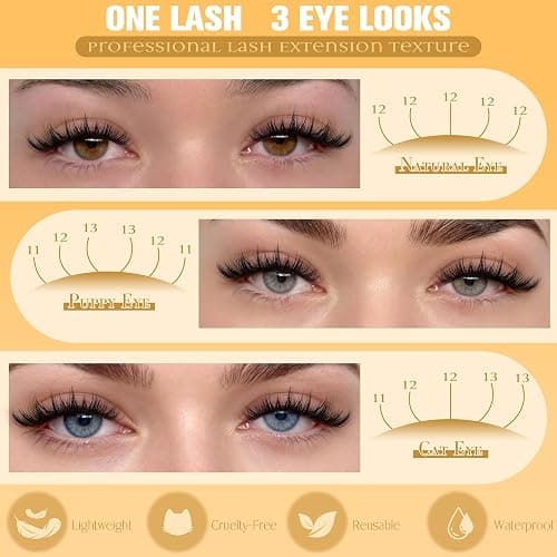 Manga Lash Clusters Wispy Eyelash Clusters Natural 180pcs Individual Lashes Spiky Lashes Clusters C Curly Cluster Eyelash Extensions 11-13mm DIY at Home Eyelashes Clusters by Ruairie thumbnail 8