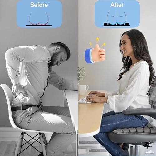 Sondour Travel Seat Cushion, Airplane Cushion Long Flight, Airplane Gadgets Inflatable Seat Cushions, Portable Airline Cushion With Air Pump, Wheelchair Cushions; Pressure Relief Seat Cushion - Grey thumbnail 3