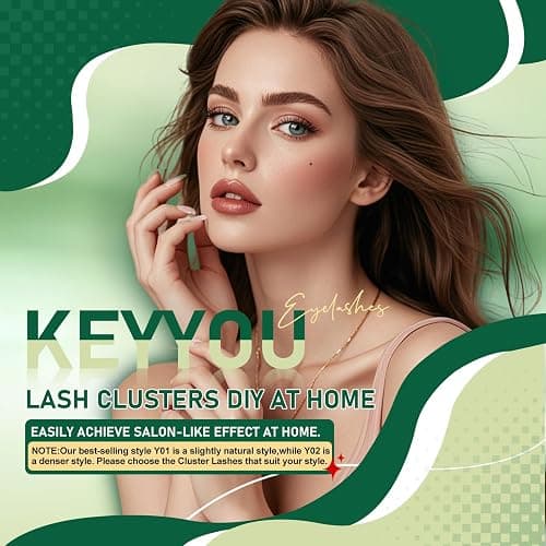 Lash Clusters 96pcs Individual Lashes Y01 D Curl 14mm Eyelash Clusters KEYYOU Volume Wispy Lash Extension Soft&Comfortable Easy DIY at Home(Y01,D-14mm) thumbnail 5