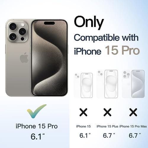 JETech Cover Magnetica per iPhone 15 Pro 6,1 Pollici Compatibile con MagSafe, Cellulare Paraurti Custodia, Solida Colore Opaco TPU Telaio, Anti-Graffio Retro Trasparente (Titanio Naturale) thumbnail 2