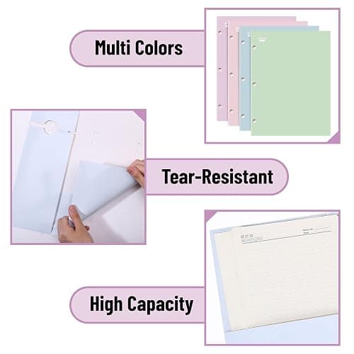 Mr. Pen- 4-Pocket Folders, 4 Pack, 12.5" x 9.5", Pastel Colors, Tear-Resistant Paper Folders with Pockets 3 Holes Punched, High Capacity, Includes Rulers and Conversion Charts for Binder Organization thumbnail 6