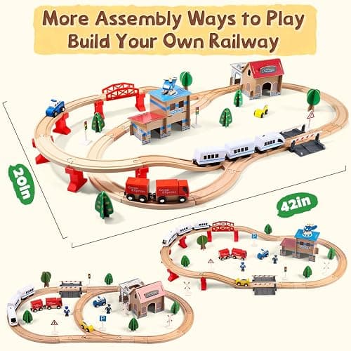 Electric Toddler Wooden Train Set Toy, 88 PCS Train Track Toys for 3 4 5 Years Old Kids, Boys and Girls thumbnail 3