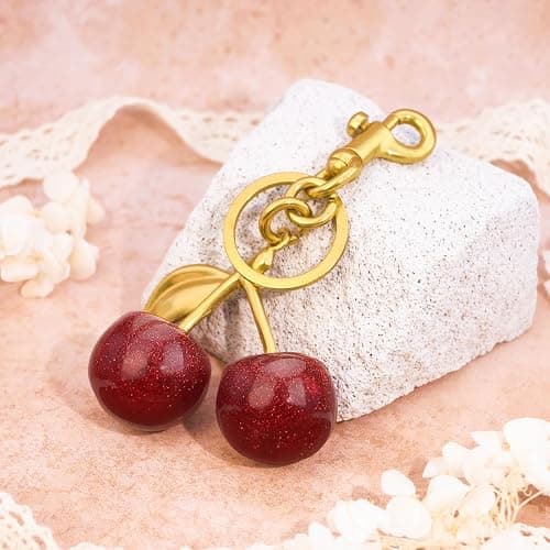 Cherry Keychain Bag Purse Charms For Handbags Cherry Accessories Mothers Day Birthday Ideas thumbnail 6