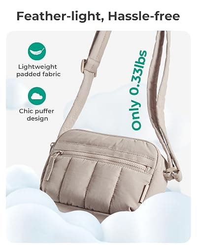 BAGSMART Cross Body Purse, Mini Crossbody Bags for Women Travel Purse, Puffy Shoulder Handbag Wallet with RFID Blocking Slots, Brown-small thumbnail 6