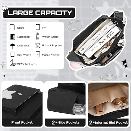 Cute Messenger Bag, Aesthetic Crossbody Bag, Y2K Star Grunge Bag Emo Shoulder Tote Purse for Women thumbnail 5