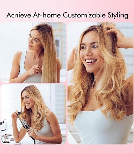 38mm Thermal Brush, Heated Hot Brush, Thermal Round Iron Smooth Shine Volumize Comb, Heated Curling Iron Create Natural Curls, UK Plug Dual Voltage, Rose Black thumbnail 2