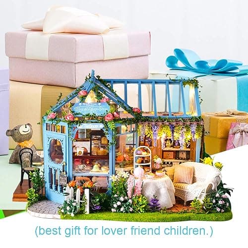 CUTEBEE Dollhouse Miniature House with Furniture, DIY Dollhouse Kit with Dust Proof, Music Movement, 1:24 Scale Creative Room for Gift for Family and Friends (Rose Garden Tea House) thumbnail 6
