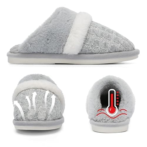 Cozy Slippers for Women Indoor and Outdoor Fuzzy House Shoes with Memory Foam Anti-Skid Sole Gifts for Women Mom Ladies thumbnail 4