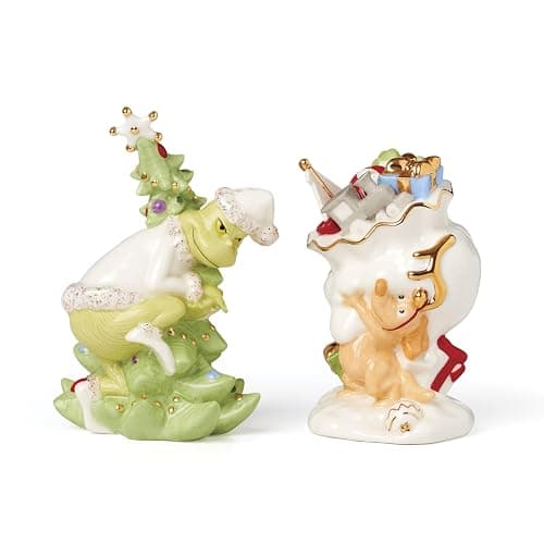 Lenox 896340 Merry Grinchmas Salt & Pepper Set, 2-Piece, Green, Christmas & Holiday Hosting - Image 1