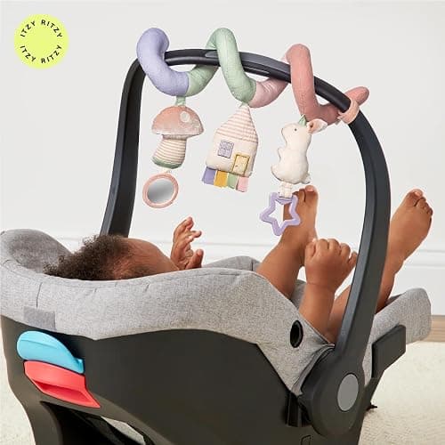 ITZY RITZY Spiral Car Seat & Stroller Activity Toy; Includes Clinking Rings, Mirror and Textured Ribbons; Pastel Rainbow thumbnail 7