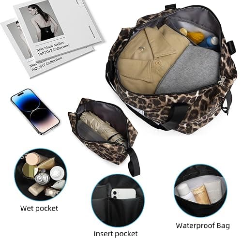 LARVENDER Luggage Sets 5 Piece Hardside Expandable Suitcase with Wheels Lock,PC+ABS Hardside Lightweight Rolling Suitcase for Women and Men,Cheetah thumbnail 6
