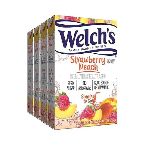 Welch's Strawberry Peach Singles To Go Drink Mix, 0.48 OZ (Pack of 4) - Image 1