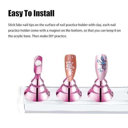 JUSTOTRY 2 Sets Pink Nail Stand for Press on Nails Display, Magnetic Fake Nails Holder for Painting Nails Practices, Beginner Acrylic Nail Art Kit Accessories, Nail Salon Equipment and Decor thumbnail 5