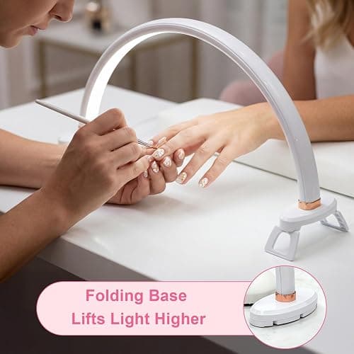 obcd Half Moon Light for Nail Desk 16 inch Nail Desk Light Half Moon Lamp Portable Arch Lamp Dimmable with Foldable Bracket for Desk Salon Table Use, 3 Color Temperature thumbnail 4