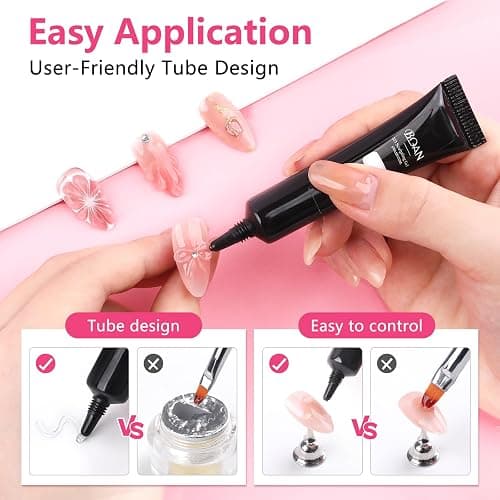 BQAN 3D Nail Gel Kit, 10g*2Pcs No Wipe Clear 3D Sculpting Gel for Nail Art, Rhinestone Glue for Gems Decoration, Salon & Home Use thumbnail 2