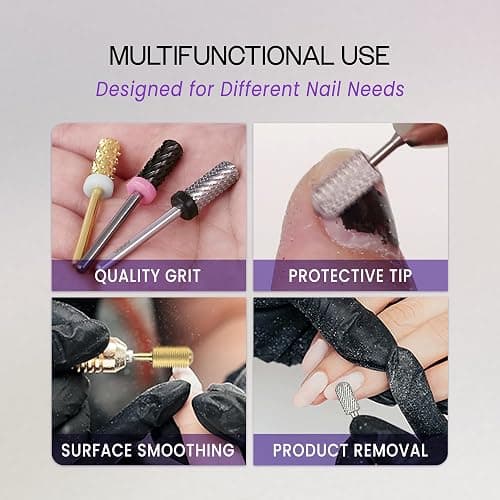 PANA 3/32" Small Smooth Round Top Safety Carbide Nail Drill Bit for Gel Polish & Acrylic Removal Nail Salon Manicure Pedicure Electric File Tools (Small Barrel - Silver, Medium) thumbnail 5