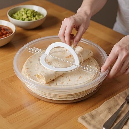 12inch 2 Pack Food Storage Container with Lid and Handle, Reusable 2 Compartments Pizza Slice Storage Container, Round Pie Carrier Leftover Pizza Keeper for Food Cake Cheesecake Tortilla Pastry thumbnail 4