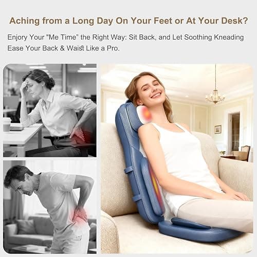 Rainwolf Shiatsu Neck and Back Massage Cushion with Heat - 4D Deep Tissue Kneading Full-Back Massager for Relief Fatigue, Adjustable Intensity & Height, for Office Chair & Home thumbnail 4