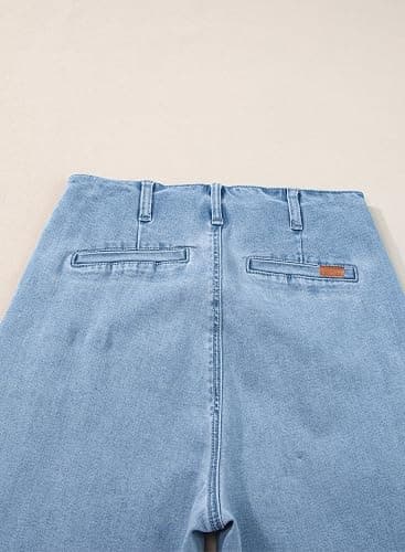 Sidefeel Women's Wide Leg Jeans High Waisted Zimbaplatinum Stretchy Straight Leg Jeans Buttoned Loose Denim Pants with Pocket thumbnail 6