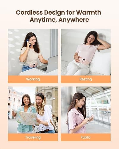 Heating Pad for Period Cramps, Fast Heating with 6 Heat Levels and 6 Massage Modes, Portable Menstrual Heating Pad, Belly Period Massager for Women and Girls, Pink thumbnail 5