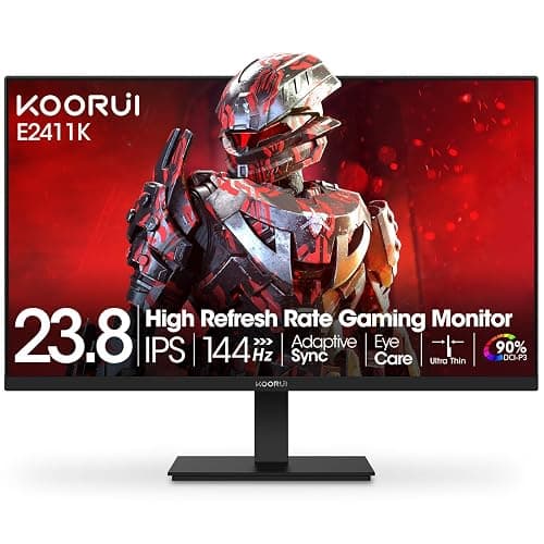 KOORUI 24 Inch Gaming Monitor 144Hz Full HD 1920 x 1080p IPS Ultra-Slim Display with HDMI VGA, Adaptive Sync, 99% SRGB, VESA 100x100mm, Eye Care, Tilt, Black, E2411K - Image 1