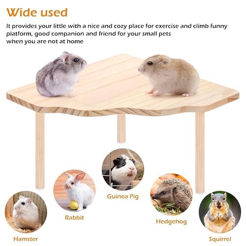3BAO 2-Piece Set Hamster Play Wooden Platform for Dwarf Syrian Hamsters Gerbils Mice Degus or Other Small Pets thumbnail 6