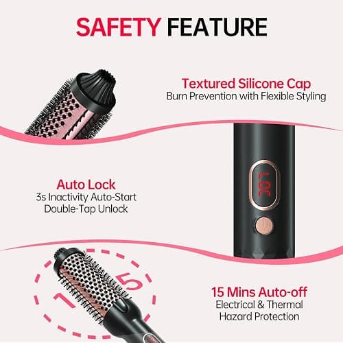 Hahahope 1.5 Inch Thermal Brush, Heated Round Brush for Blowout Look with Negative Ions & Ceramic, 30s Fast Heating Curling Iron with 10 Temperature Settings for Volumizing, Travel Hair Styling Tool thumbnail 8