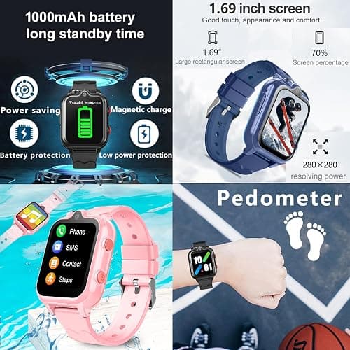DDIOYIUR Smart Watch for Kids, 4G Kids GPS Watch with WiFi, SMS, Call, Voice Video Chat, Bluetooth, Audio Recording, Alarm, Pedometer,Birthday Gifts for 4-16 Students. thumbnail 7