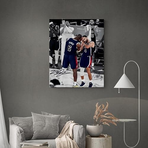 B.B.F MAKE Basketball Canvas Wall Art, James and Curry Poster Prints Sports Olympics on Paris Artwork Decoration Motivational Wall Decor for Gym Dorm Office Home Bedroom Living Room, Framed 16x20inch thumbnail 8