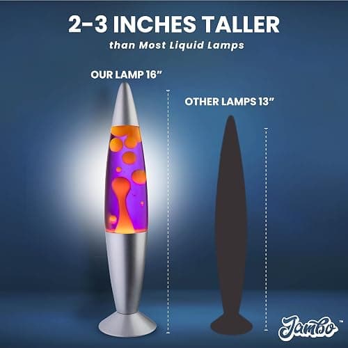 JAMBO 16" Beautiful Lamp- Purple with Yellow/Orange Wax, Relaxing Liquid Light, Night Light Nightlight, Home Decor Living Room Office Bedroom Lamp for Adults Teens Kids Magma Motion thumbnail 7