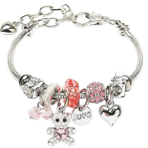 DS Charm Bracelets for Girls Adjustable Silver Stainless Steel Gift Box | Cute Cartoon Charms,Friendship Jewelry,Birthday Gifts,Teen Kid Fit, Tarnish Resistant,Stackable Trendy Daily Wear - Image 1