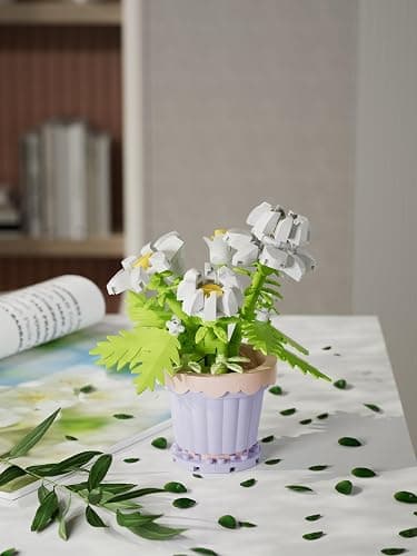 Jollcnoia Daisy Mini Flower Potted Plant Bonsai Building Toy Blocks Particle Flower Botanical thumbnail 5