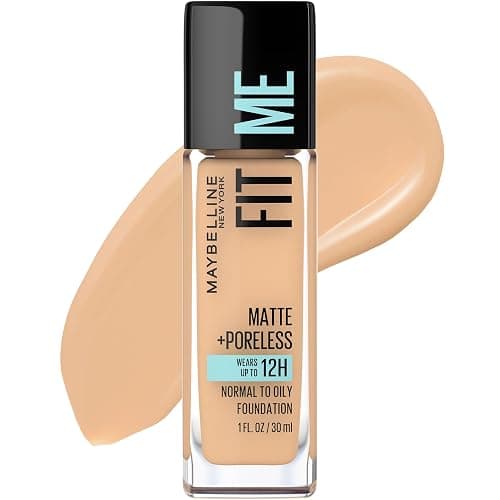 Maybelline Fit Me Matte + Poreless Liquid Oil-Free Foundation Makeup, Natural Beige, 1 Count (Packaging May Vary) - Image 1