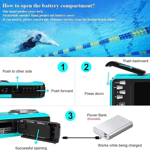 Waterproof Digital Camera Dual Screen 4K 48MP Underwater Camera with 32GB Card Waterproof Camera for Snorkeling (DV806) thumbnail 6