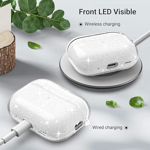 ULAK Compatible with AirPods Pro 3 Case, Design Soft TPU AirPod Pro 3rd Generation Case 2025 with Ring Keychain Accessories Shockproof Protecitve Cover, Glitter thumbnail 6