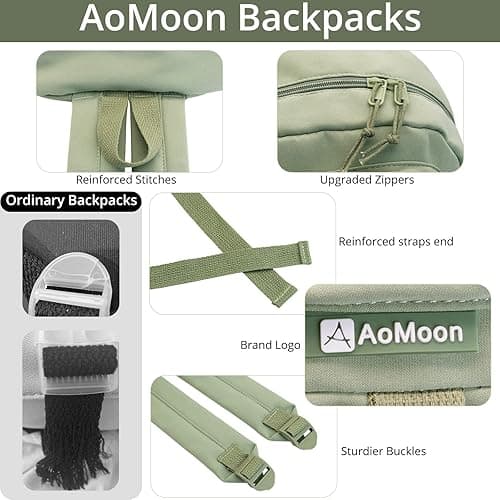 AoMoon Kawaii Backpack Lovely Pastel Rucksack for Teen Girls Aesthetic Student Bookbags with Kawaii Pin and Cute Accessories (Green-C) - Green-c thumbnail 4
